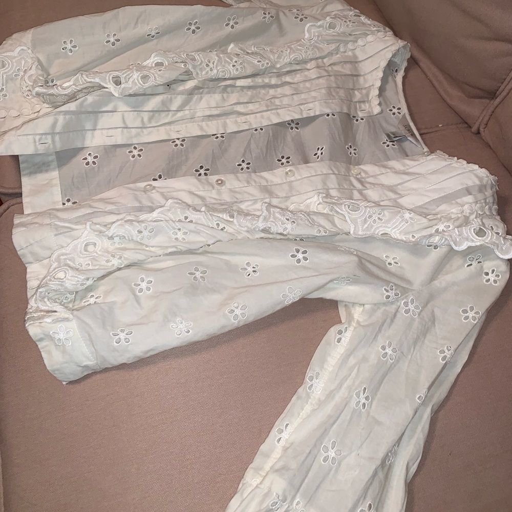 Euc J.crew button down with floral cut outs